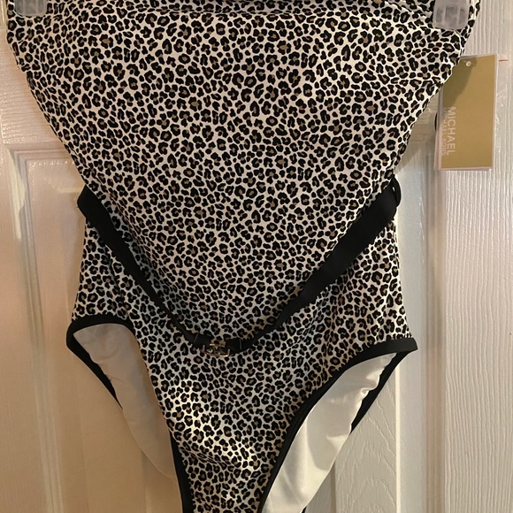 Michael Kors mini leopard bandeau one piece swimsuit - Picture 4 of 5